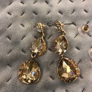 Triple Topaz Crystal Drop Earrings-NWT-Boutique